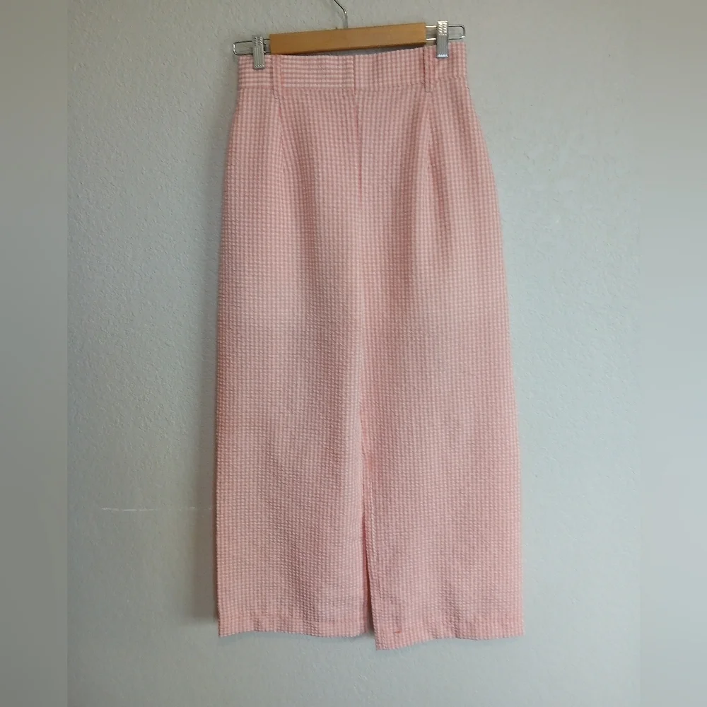 💚5/$25 Pink & White Gingham High-Waisted Wide Leg Pants By Take It Vintage
